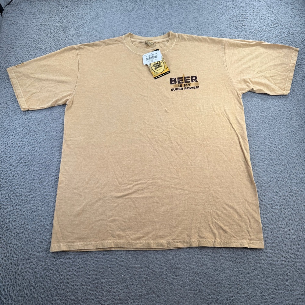Crazy Shirts Beer Is My Super Power Mens XL Tan Beer Dyed Graphic Novelty nwt